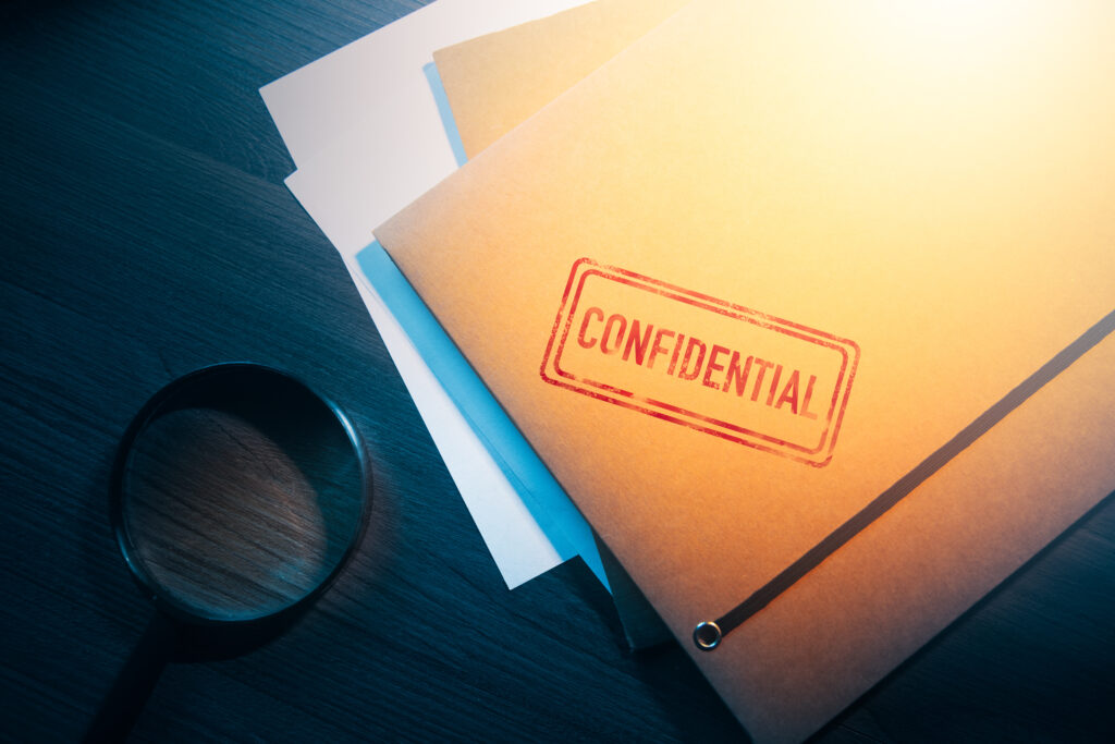 Filed labeled "confidential," indicating a complaint under seal.
